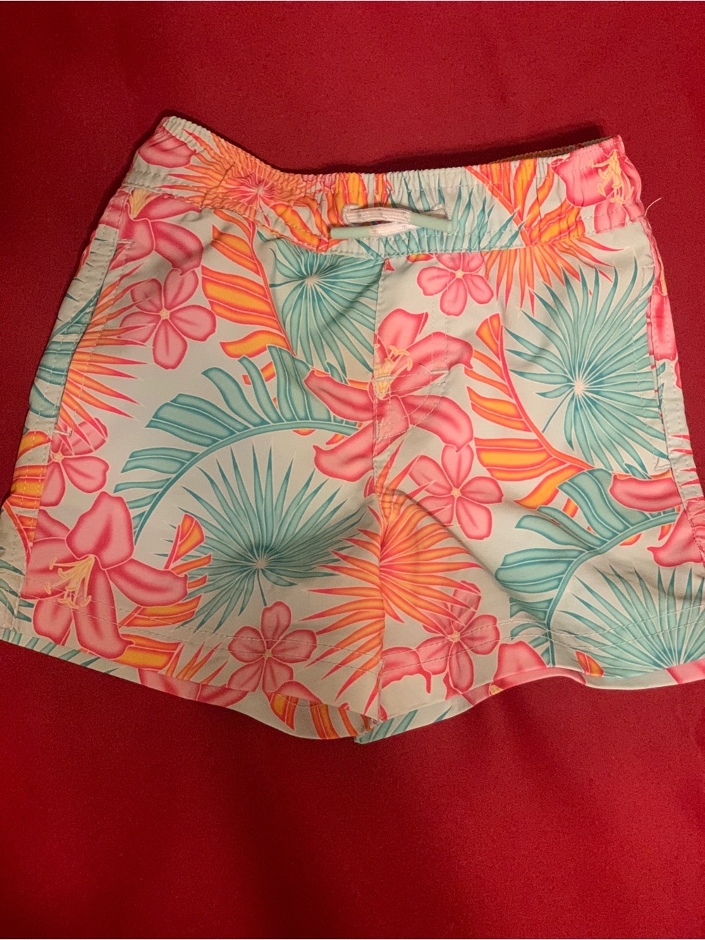 Member’s Mark Boys Tropical Floral Swim Shorts - Pink & Teal